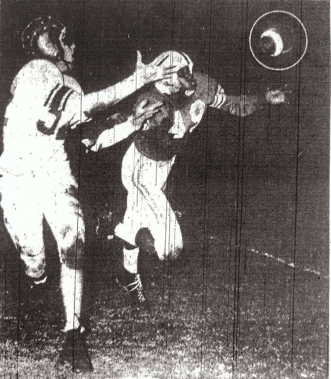 Did San Diego's Art Powell (49) foul Hoover's John Vanderlinde on pass play in end zone.