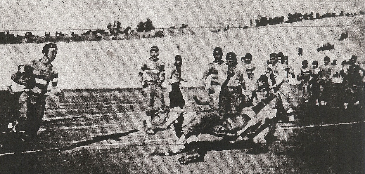 Backup halfback Preston Perrenot, who also wrote about the team in the San Diego Sun, scored Hilltoppers touchdown against Whittier State School.