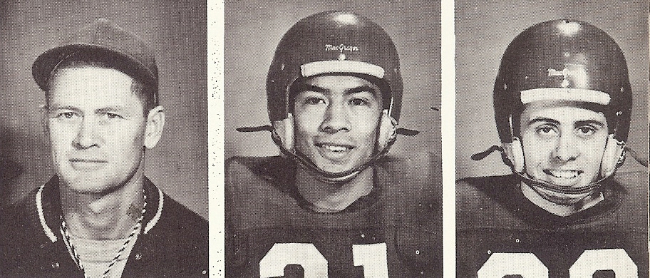 Harved Brad Griffith (right), one of his many players who followed career paths to coaching. In middle is Jacinto Arce.