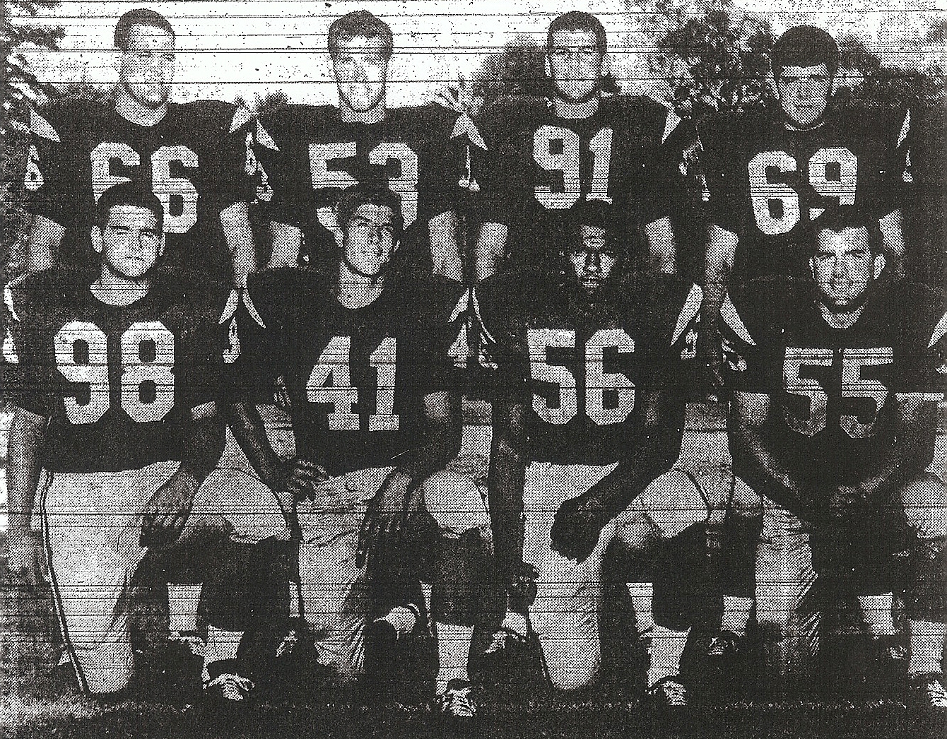 Ex-San Diego preps at USC included (front from left) Bob Weedn, Mission Bay; Bill Jaroncyk, Orange Glen; James Gunn, Lincoln, and Jim Snow, San Diego. Back, from left, Dick Allmon, La Jolla; Ralph (Chip) Oliver, Hoover; Jim Melillo, Sweetwater, and Richard Obereutter, Kearny.